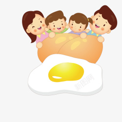 吃鸡蛋的一家人矢量图素材
