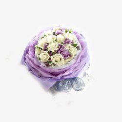 紫色白玫瑰花束素材