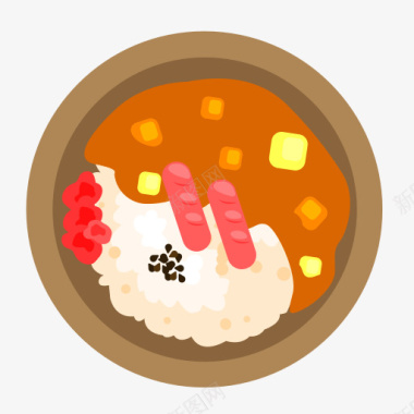 咖喱米饭扁平化图标图标