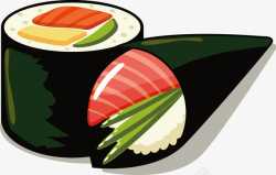 手绘美味海苔寿司矢量图素材