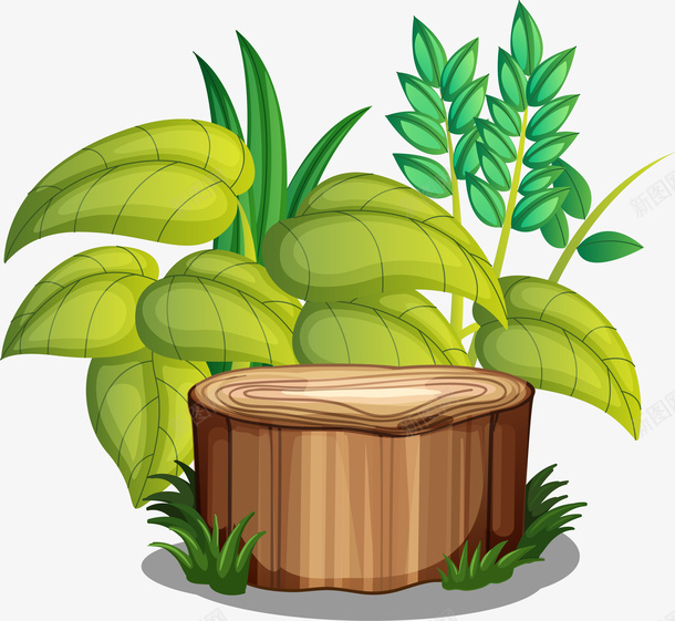 木墩上的绿色树叶png免抠素材_88icon https://88icon.com 叶子 手绘植物 木墩 树叶 植物 绿叶 绿植