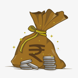 卡通金融印度货币钱袋矢量图素材
