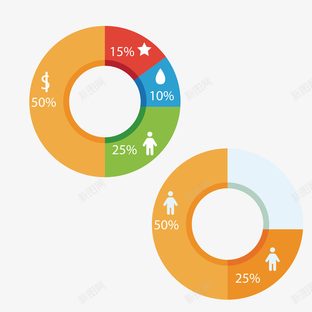 圆形统计表矢量图eps免抠素材_88icon https://88icon.com 区分 矢量源文件素材 红色 蓝色 隔区 矢量图