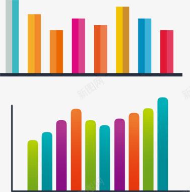 彩色长条PPT柱状图图标图标