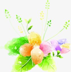春天水彩花朵植物装饰素材