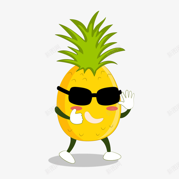黄色卡通菠萝png免抠素材_88icon https://88icon.com 卡通水果 卡通菠萝 背景装饰 黄色菠萝