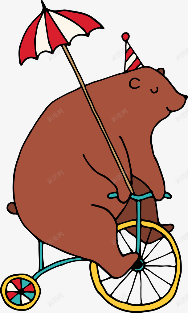 卡通可爱棕熊png免抠素材_88icon https://88icon.com 动物 卡通 可爱 手绘 熊 熊熊图案 矢量图案 马戏团