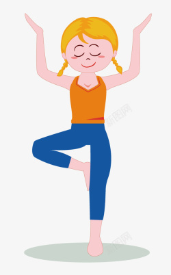 全民健身女孩瑜伽插画素材