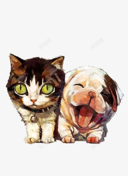 手绘动物猫狗png免抠素材_88icon https://88icon.com 动物 卡通动物 手绘动物 手绘动物猫狗