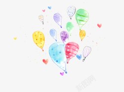 手绘彩绘热气球装饰图案素材