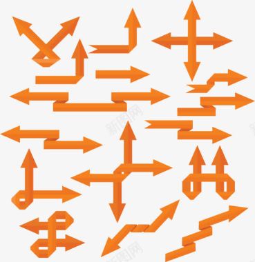 16款橙色方向箭头图标图标