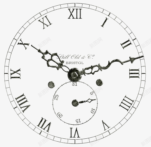 黑色线条钟表装饰图案png免抠素材_88icon https://88icon.com 免抠PNG 时间 线条 装饰图案 钟表 黑色