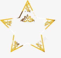 黄色艺术花纹五角星素材