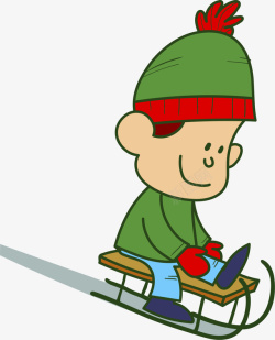 冬季滑雪橇的小男孩素材