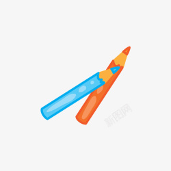 橙蓝色画笔矢量图素材