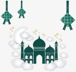绿色宗教伊斯兰教堂矢量图素材