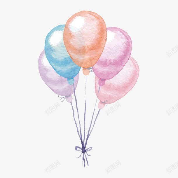 手绘水彩五色气球矢量图ai免抠素材_88icon https://88icon.com 五色 卡通 手绘 气球 水彩 矢量图