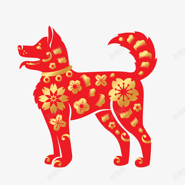 红色中国风狗年的小狗矢量图ai免抠素材_88icon https://88icon.com 2018年 中国风 剪纸 动物 喜庆 小狗 狗年 红色 矢量图