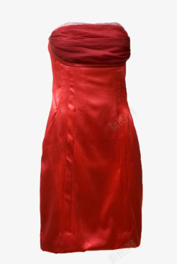 红色立裁抹胸裙素材