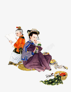 中国古代女子与小孩素材