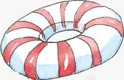 红白条纹夏天泳圈矢量图素材