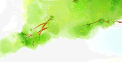 水彩画抽象绿色林荫树木林间素材