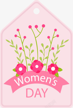 妇女节粉色花朵吊卡素材