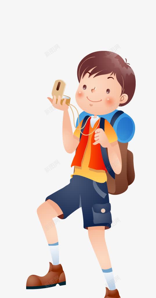 看指南针的小男孩png免抠素材_88icon https://88icon.com 小男孩图片 手绘人物 看指南针的小男孩