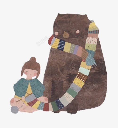 戴围巾的黑熊png免抠素材_88icon https://88icon.com 围巾 坐着 毛线 黑熊
