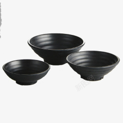 三个黑色的碗素材