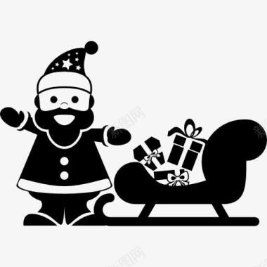 圣诞老人圣诞老人站在雪橇图标图标