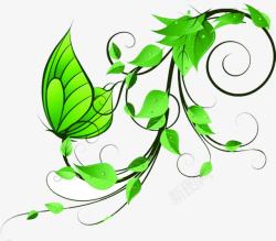 绿色枝条美景手绘素材
