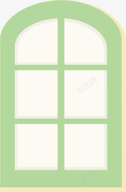 绿色卡通窗户矢量图素材