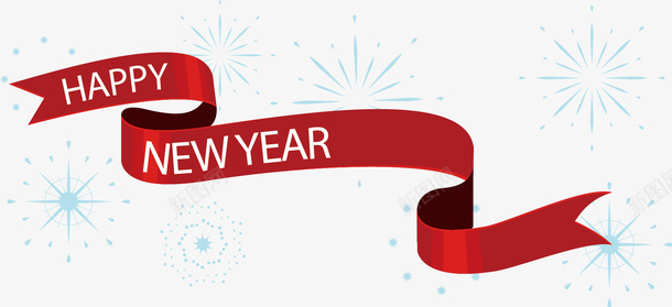 红色彩带上的新年快乐矢量图ai免抠素材_88icon https://88icon.com 创意 卡通 彩带 手绘 新年快乐 简约 英文字母 矢量图