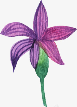 手绘紫色花朵素材