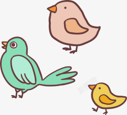 多彩卡通小鸟装饰图案素材