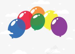 七色气球空中漂浮彩色气球矢量图高清图片