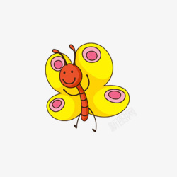 跳舞的黄色小蝴蝶卡通素材