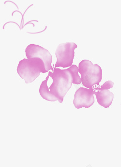 紫色水墨鲜花素材