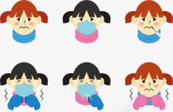 温弱性格流感卡通儿童生病儿童矢量图高清图片