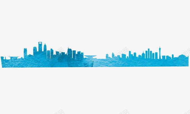 蓝色渐变城市png免抠素材_88icon https://88icon.com 城市 渐变 简约 蓝色 边框