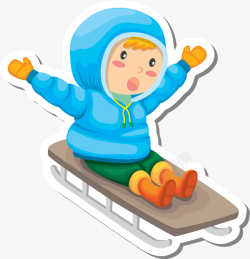 冬季小男孩冬季滑雪橇的小男孩高清图片