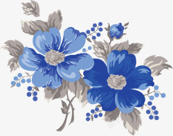 手绘蓝色花朵花瓣素材