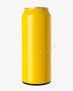 黄色反光的饮料金属罐子实物素材
