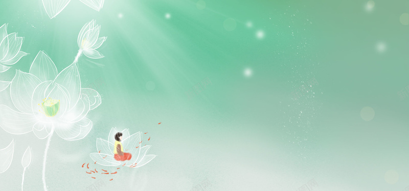 淘宝唯美荷花主题海报背景psd设计背景_88icon https://88icon.com 手绘荷塘月色 梦幻 梦幻荷花 淘宝 淡雅背景 白色荷花 精美荷花元素 绿色