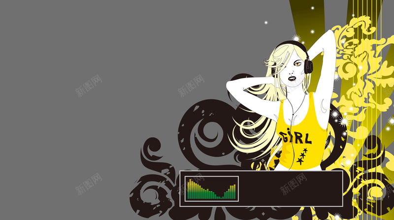 激情人物听歌花纹背景矢量图ai设计背景_88icon https://88icon.com 人物 听歌 海报 激情 狂欢 背景 花纹 矢量图