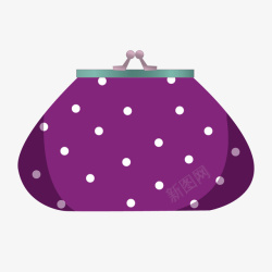 紫色女士手包钱包矢量图素材