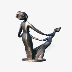 铜雕像两个女人拉手舞素材