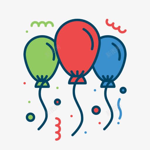 三只气球png免抠素材_88icon https://88icon.com 低保真 图原型 气球 玩具 红气球 蓝气球 装饰 青气球
