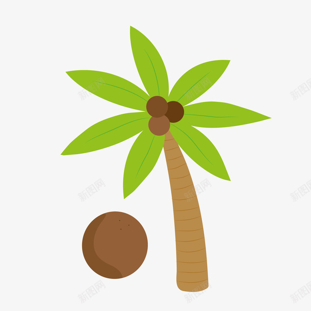 绿色椰子树植物png免抠素材_88icon https://88icon.com 卡通植物 椰子树 绿色叶子 绿色植物 背景装饰